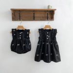 【90-130】ロンパースorワンピース 蝶結び柄 ブラック 姉妹服 - 画像 (17)