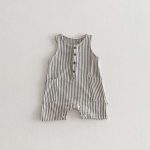 【66-90】オールインワン 夏新作 ストライプ 肌に優しい ベビー服 - 画像 (3)