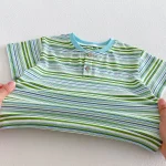 【73-120】半袖Tシャツ ベビー 男の子 ボタン付き ボーダー - 画像 (17)