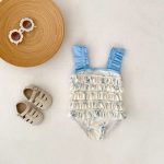 【80-120】水着 ブルー フラワー スイムウェア - 画像 (7)