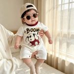 【66-90】ロンパース BOOMドッグプリント 可愛い ベビー服 - 画像 (7)