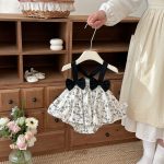 【66-90】キャミロンパース ブラック花 可愛い ベビー服 - 画像 (6)