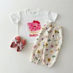 【90-150】半袖Tシャツ 韓国風 フードプリント 可愛い - 画像 (4)