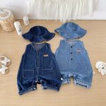 【66-90】オールインワン&帽子 デニム ノースリーブ カジュアル ベビー服 - 画像 (9)