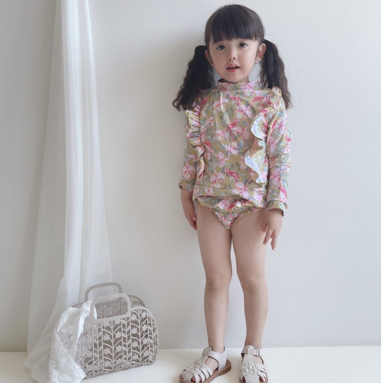 【90-140cm】水着 花柄 フリル ファッション スイムウェア