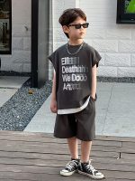 【90-120】半袖Tシャツ 男の子 英字 レイヤード ゆったり