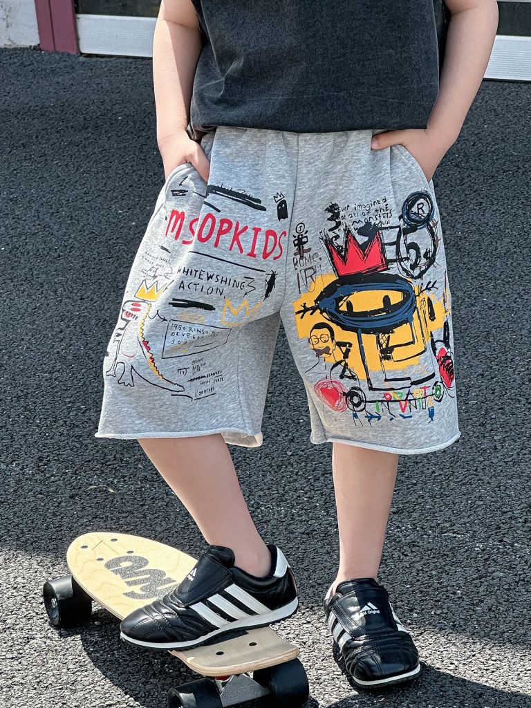 【90-120cm】ショートパンツ 男の子 プリント ルーズ
