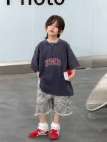 【100-150】Tシャツ 切り替え Vネック 半袖