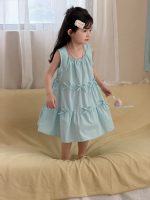 【90-140】ワンピース 女の子 リボン 無地 ノースリープ - 画像 (6)