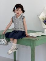 【80-140】セットアップ 女の子 ノースリープ プリーツ