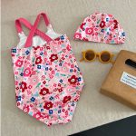 【90-140】水着 カラフルフラワー かわいい スイムウェア - 画像 (4)