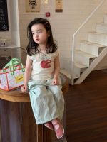 【90-150】セットアップ 女の子 カートゥーン リンゴ ひらひら袖 - 画像 (6)