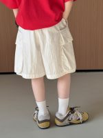 【90-150】5分丈ショーツ 工装風 着回し最強 無地 普段着 お出かけ 外遊び - 画像 (5)