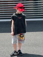 【90-120】半袖Ｔシャツorショートパンツ 男の子 フード付き ストリート風 - 画像 (6)