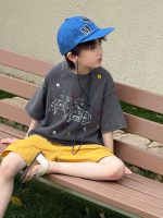 【100-160】Tシャツ 半袖 男の子 ペイント風 グラフィティT レトロカートゥーン アート