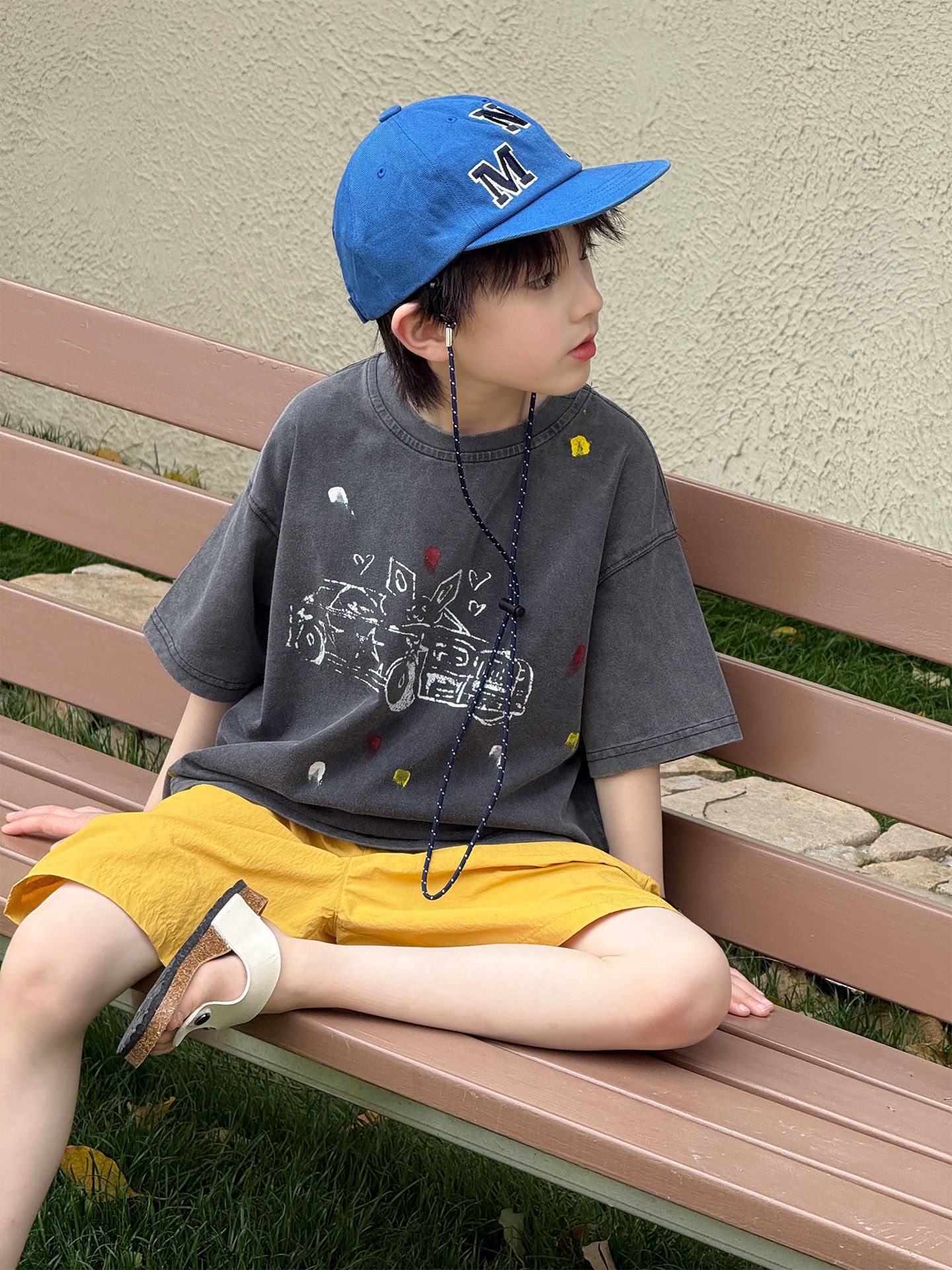 O1CN019ro7f32GTqSYz5fAi_2201251829017-0-cib.jpg 【100-160】Tシャツ 半袖 男の子 ペイント風 グラフィティT レトロカートゥーン アート - 画像 (1)