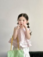【90-140】トップス 女の子 ノースリープ レース リボン - 画像 (4)