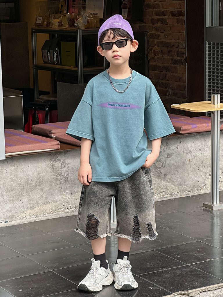 【90-150cm】半袖Ｔシャツorショートパンツ 男の子 デニム レトロ