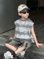 【90-130】ベストorショートパンツ 男の子 デニム トレンド - 画像 (6)