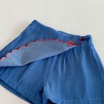 【73-120】キュロット 女の子 さくらんぼ刺繍 デニムショートパンツ - 画像 (3)