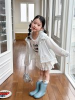 【100-170】UVカットアウター 女の子 軽量 フード付き リボン付き