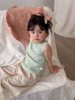 【90-140】ベスト 女の子 ノースリープ 無地 ニット