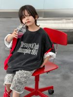 【100-150】Tシャツ ショートパンツ 半袖 レトロ ヒョウ柄 プリント - 画像 (2)