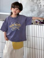 【100-150】Tシャツ 夏新作 ランドネック 半袖 プリント