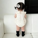 【66-90】ロンパース ベビー ドット柄 丸襟 かわいい - 画像 (5)