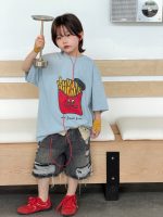 【100-150】Tシャツ カジュアル プリント 半袖 配色 - 画像 (3)