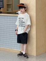 【100-160】キッズTシャツ 半袖 ボーダー アルファベット 可愛い - 画像 (4)
