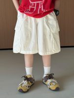 【90-150】5分丈ショーツ 工装風 着回し最強 無地 普段着 お出かけ 外遊び - 画像 (4)