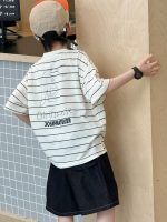 【100-160】キッズTシャツ 半袖 ボーダー アルファベット 可愛い - 画像 (2)