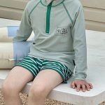 【90-140】水着 ハーフジップ ボーダー柄 スイムウェア - 画像 (6)