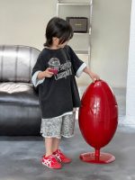 【100-150】Tシャツ ショートパンツ 半袖 レトロ ヒョウ柄 プリント - 画像 (3)