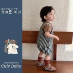 【73-100】半袖Tシャツorパンツ ストライプ オーバーオール お出かけに - 画像 (5)