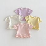 【73-120】Tシャツ うさぎプリント 可愛い フリル 韓国風 トップス - 画像 (10)