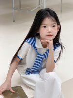 【100-170】半袖 Tシャツ 女の子 肩掛け ニット 学園風 ナチュラル - 画像 (3)