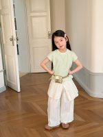【100-170】パンツ 女の子 おしゃれ フェイクレイヤード - 画像 (6)