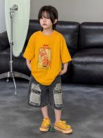 【100-150】Tシャツ ラウンドネック ゆったり プリント 半袖 - 画像 (6)
