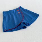 【73-120】キュロット 女の子 さくらんぼ刺繍 デニムショートパンツ - 画像 (4)