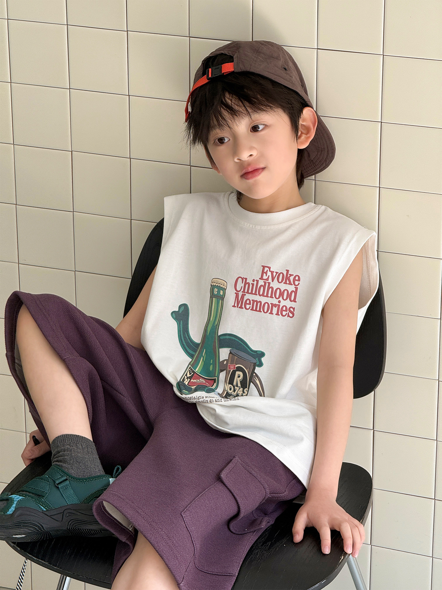 O1CN01Oh4xVB2GTqSAwSNOh_2201251829017-0-cib.jpg 【100-160】ノースリーブTシャツ キッズ かわいいカートゥーン柄 動きやすさ抜群 - 画像 (1)