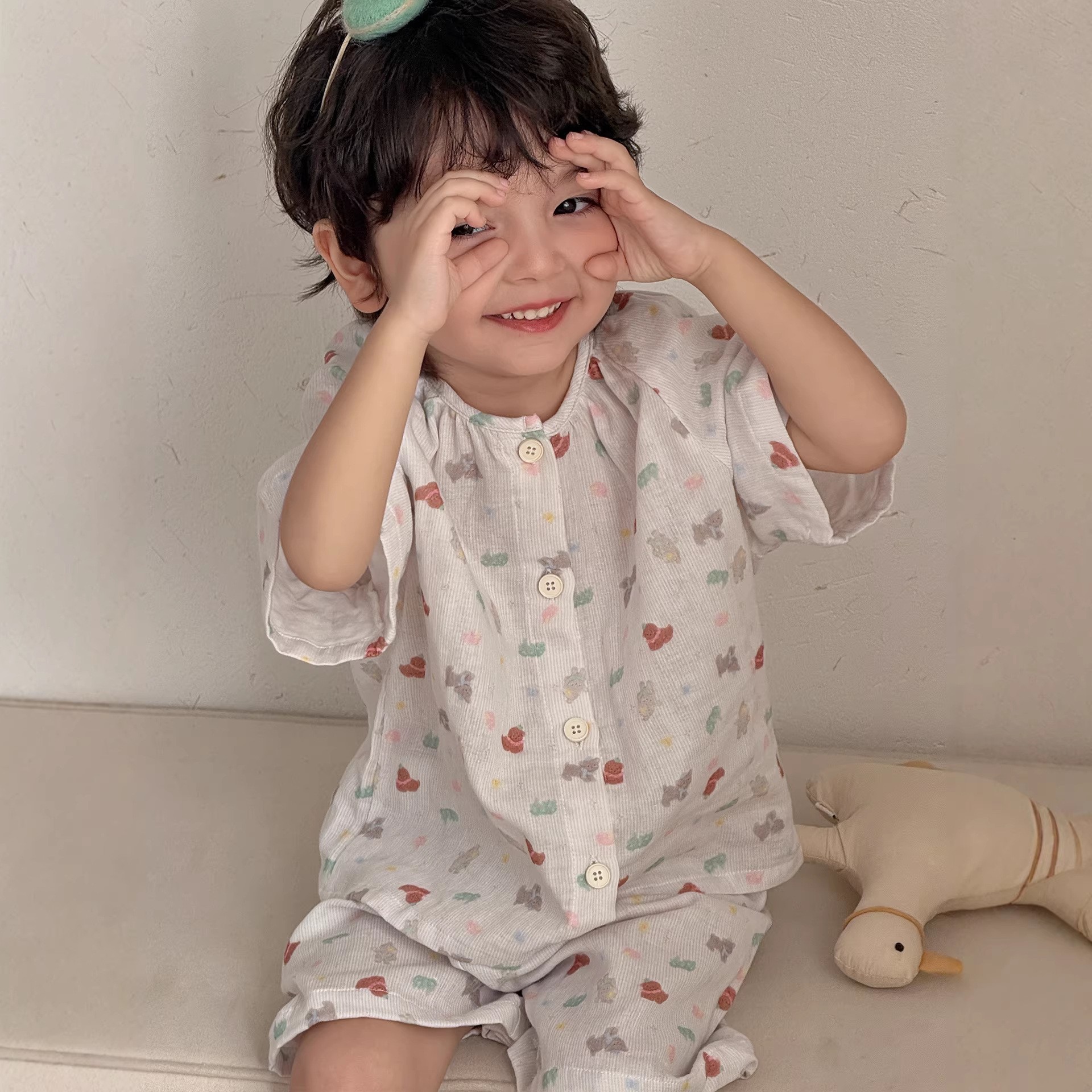 O1CN01PJ5pDw1tWpsQ8JFOQ_2219192865910-0-cib.jpg 【90-160】ルームウェア 男の子 半袖 前開き カートゥーンプリント - 画像 (1)