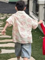 【90-160】半袖シャツ 男の子 プリント 英字 レトロ - 画像 (5)