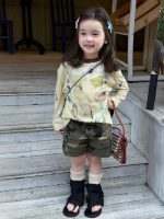 【90-150】トップスorショートパンツ 女の子 落青き カモフラ - 画像 (3)