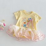 【73-120】半袖Ｔシャツ ベビー チュール フリル プリント - 画像 (6)
