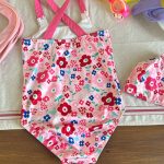【90-140】水着 カラフルフラワー かわいい スイムウェア - 画像 (5)