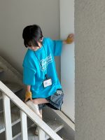 【100-150】Tシャツ 切り替え 半袖 プリント ゆったり - 画像 (6)
