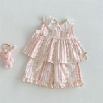 【73-120】セットアップ 女の子 花柄トップス&ストレートパンツ フリル付き 子供服 - 画像 (2)