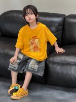 【100-150】Tシャツ ラウンドネック ゆったり プリント 半袖 - 画像 (5)